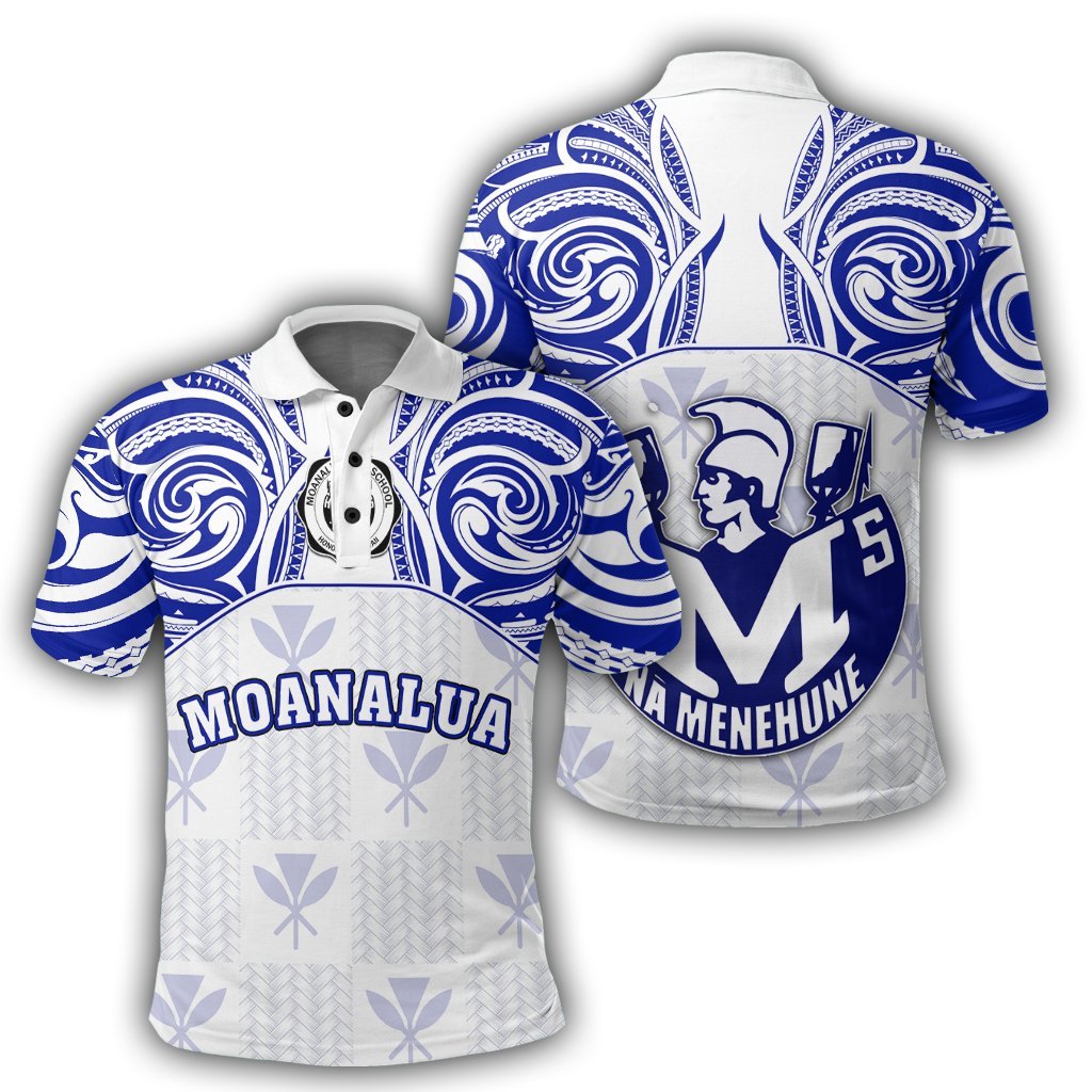 Hawaii Polo Shirt Kanaka Moanalua High School Polo Shirt Demodern Style Unisex White - Polynesian Pride