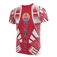 Tahiti T Shirt Tahiti Flag Tattoo Polynesian Red Style Unisex Red - Polynesian Pride