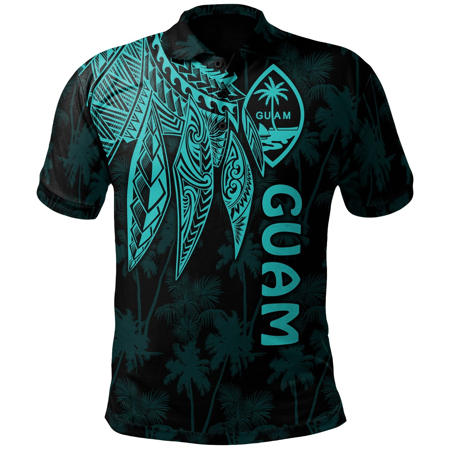 Guam Polo Shirt Polynesian Wings (TurQuoiSe) Unisex Turquoise - Polynesian Pride