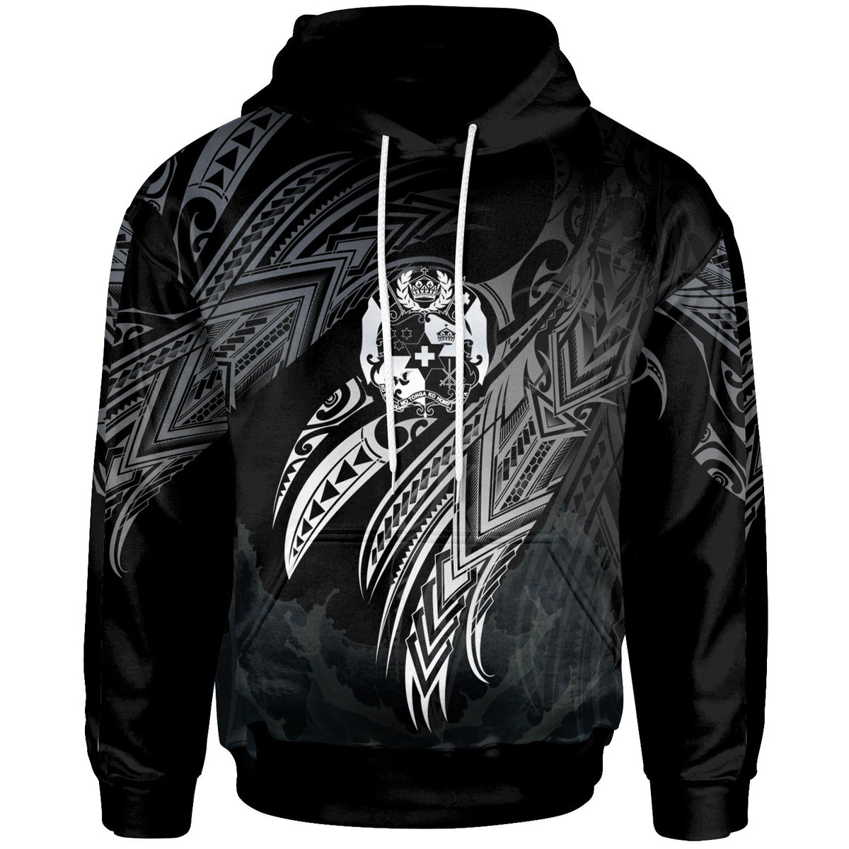 Tonga Polynesian Hoodie Legend White Version Unisex Black - Polynesian Pride