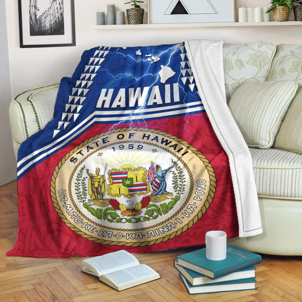 Seal of Hawaii Premium Blanket Kakau Polynesian - Thunder Style LT4 White - Polynesian Pride