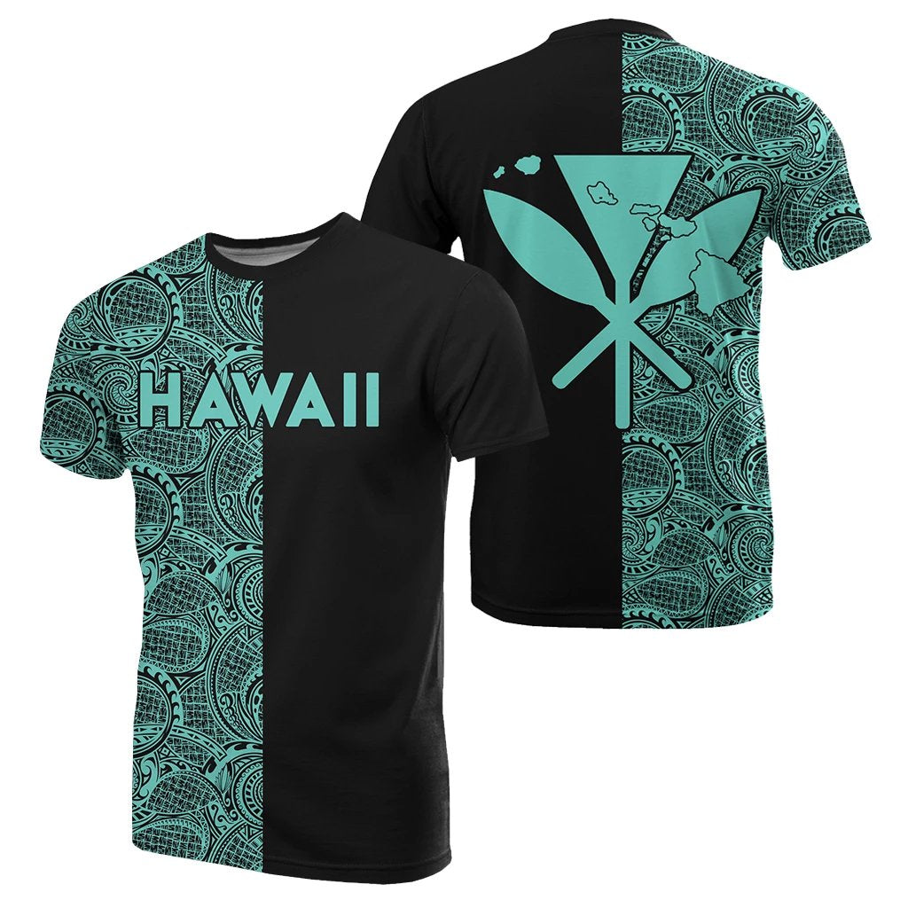 Hawaii Kanaka Polynesian T Shirt The Half Turquoise Unisex Turquoise - Polynesian Pride