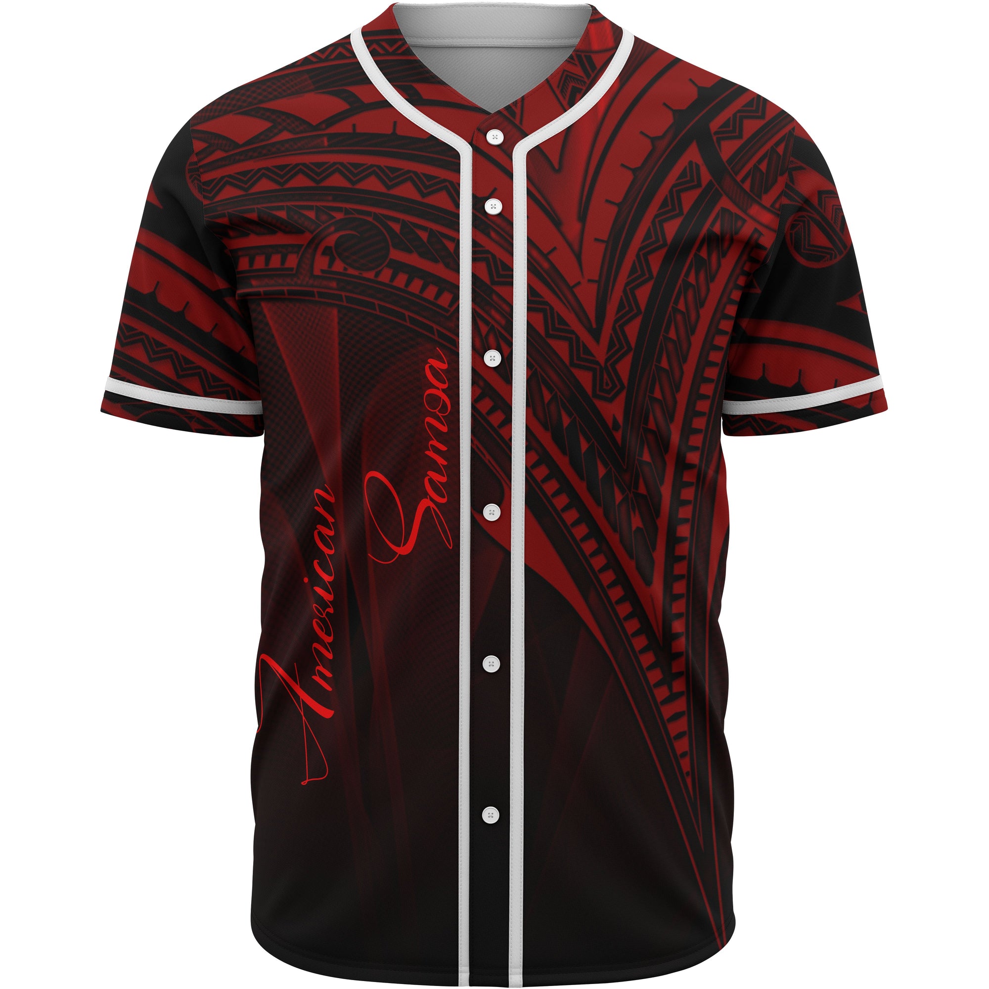 American Samoa Baseball Shirt - Red Color Cross Style Unisex Black - Polynesian Pride