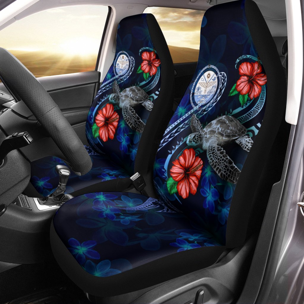 Marshall Islands Polynesian Car Seat Covers - Blue Turtle Hibiscus Universal Fit Blue - Polynesian Pride