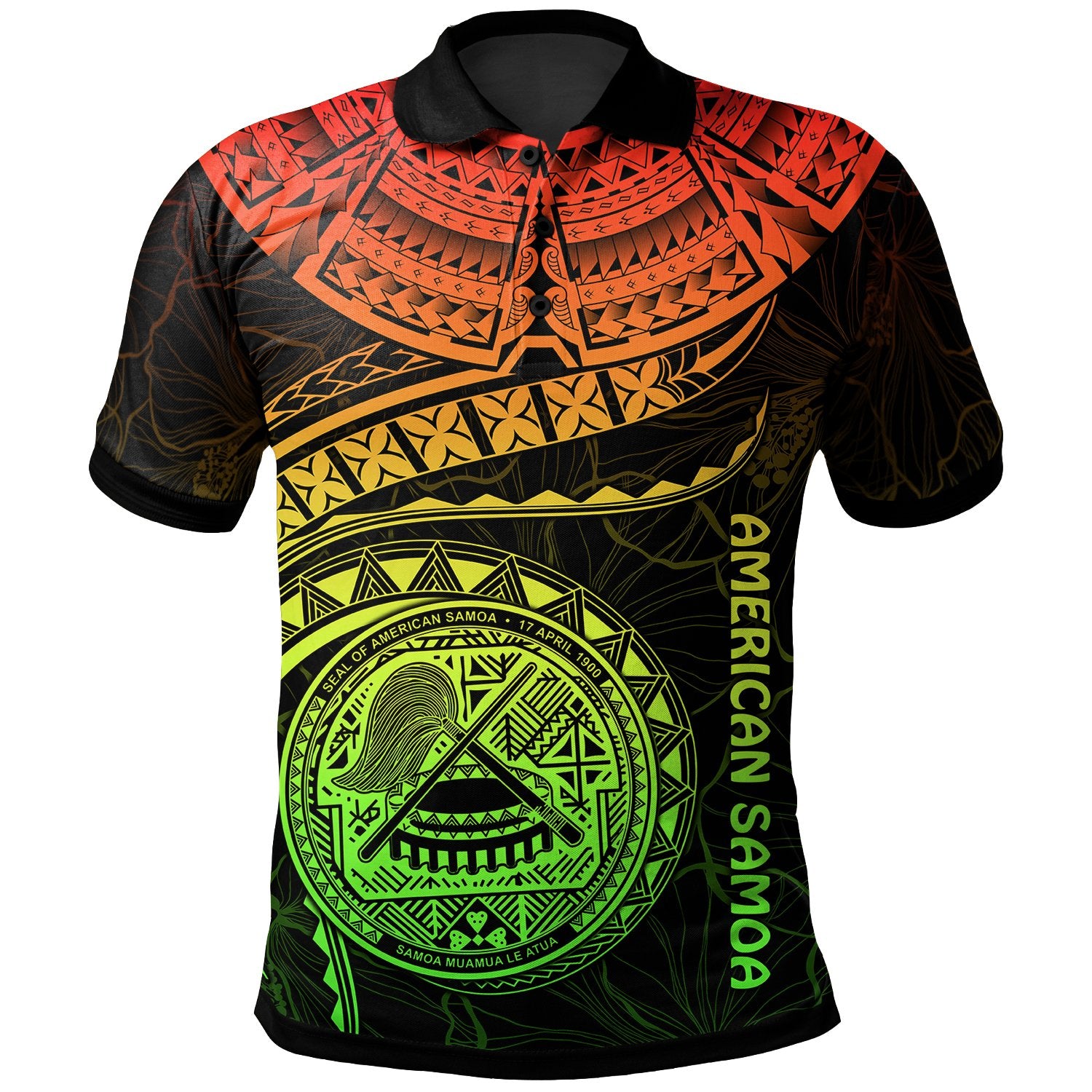 American Samoa Polynesian Polo Shirt American Samoan Waves (Reggae) Unisex Reggae - Polynesian Pride