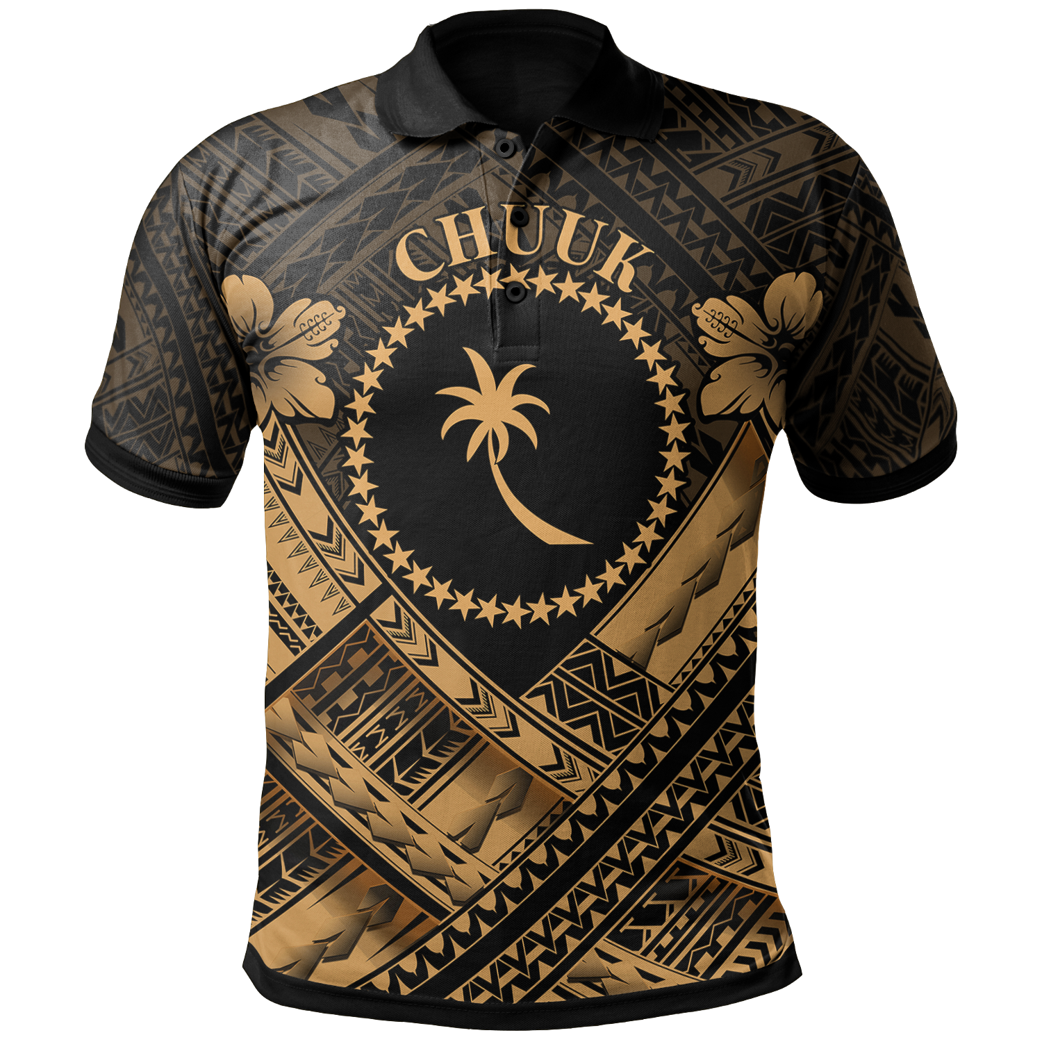 Chuuk Polynesian Polo Shirt Truk Gold Seal Camisole Hibiscus Style Unisex Gold - Polynesian Pride