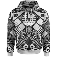 Tahiti Hoodie White Seal with Polynesian Tattoo Unisex White - Polynesian Pride