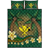 Kanaka Maoli (Hawaiian) Quilt Bed Set - Lauhala Tropical Plumeria Coconut Tree Polynesian LT4 Black - Polynesian Pride