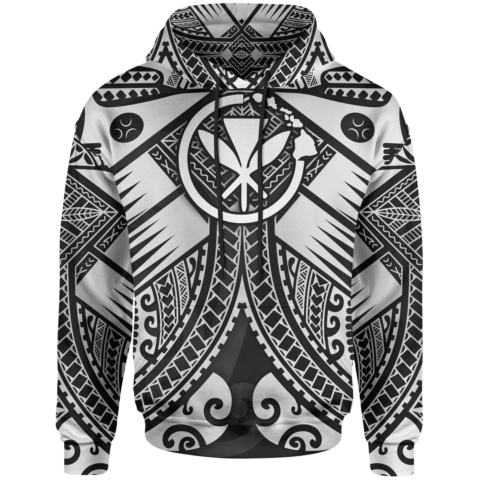 Hawaii Polynesian Hoodie White Kanaka Maoli Map Unisex White - Polynesian Pride