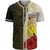 Hawaii Kanaka Maoli Polynesian Baseball Shirt - Coat Of Arm With Hibiscus Gold Unisex Gold - Polynesian Pride