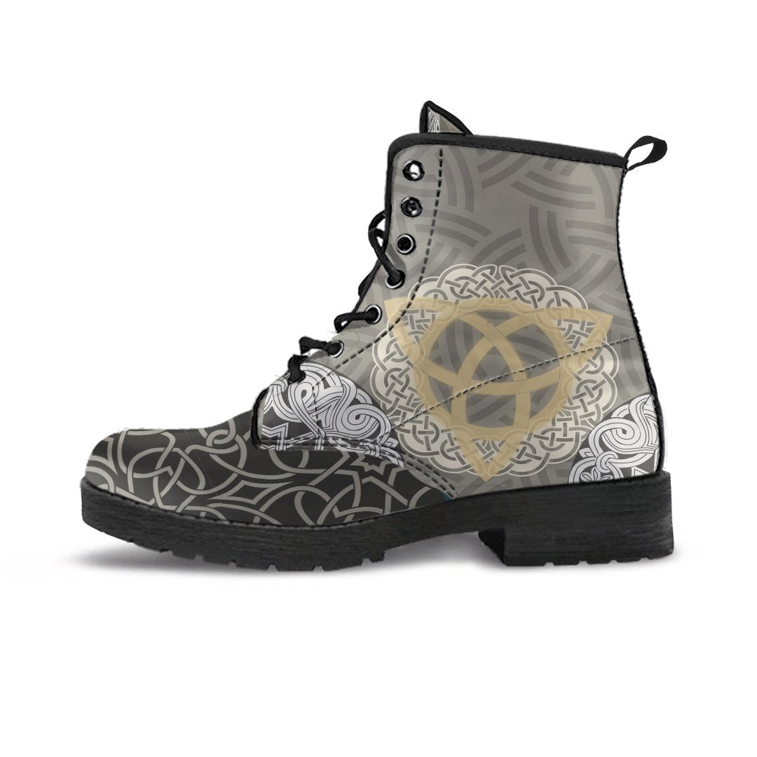 CelticOne Leather Boots Tree Of Triquetra Grey - Polynesian Pride