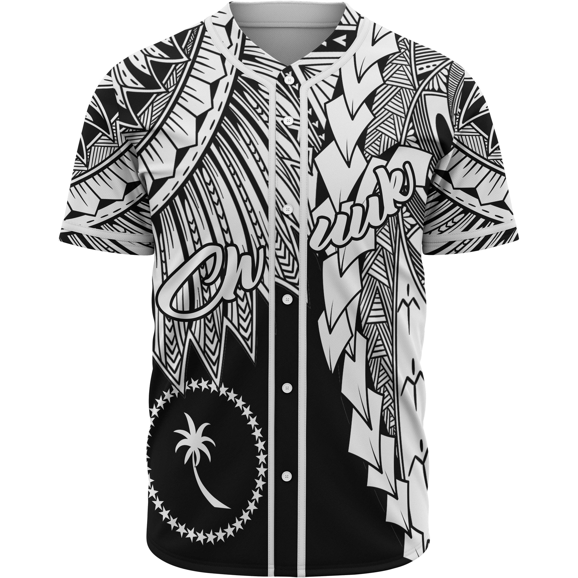 Chuuk Polynesian Baseball Shirt - Tribal Wave Tattoo White Unisex White - Polynesian Pride