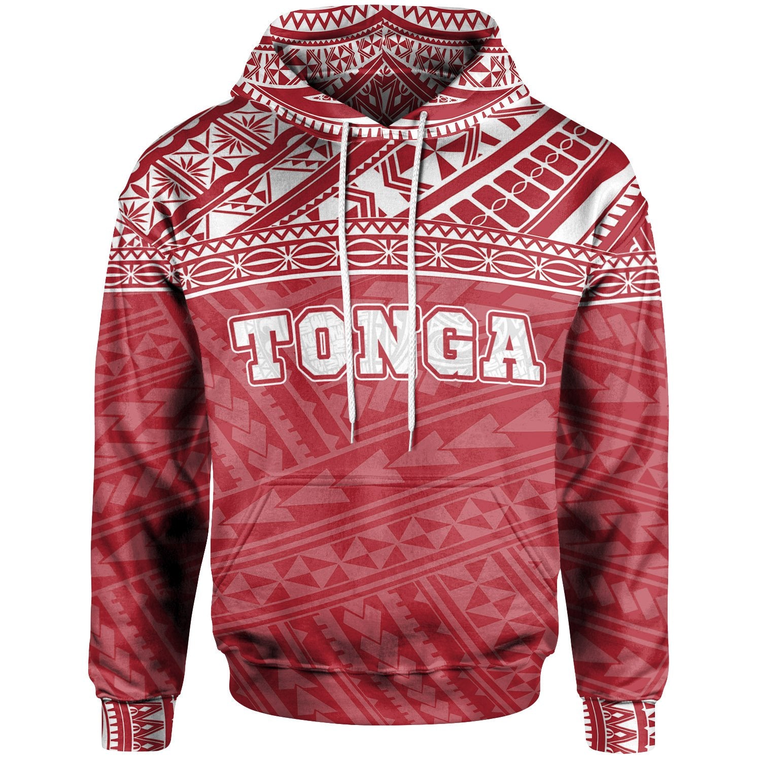 Tonga Polynesian All Over Hoodie Red Unisex Red - Polynesian Pride