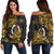 Vanuatu Women's Off Shoulder Sweaters - Abstract Style Black - Polynesian Pride