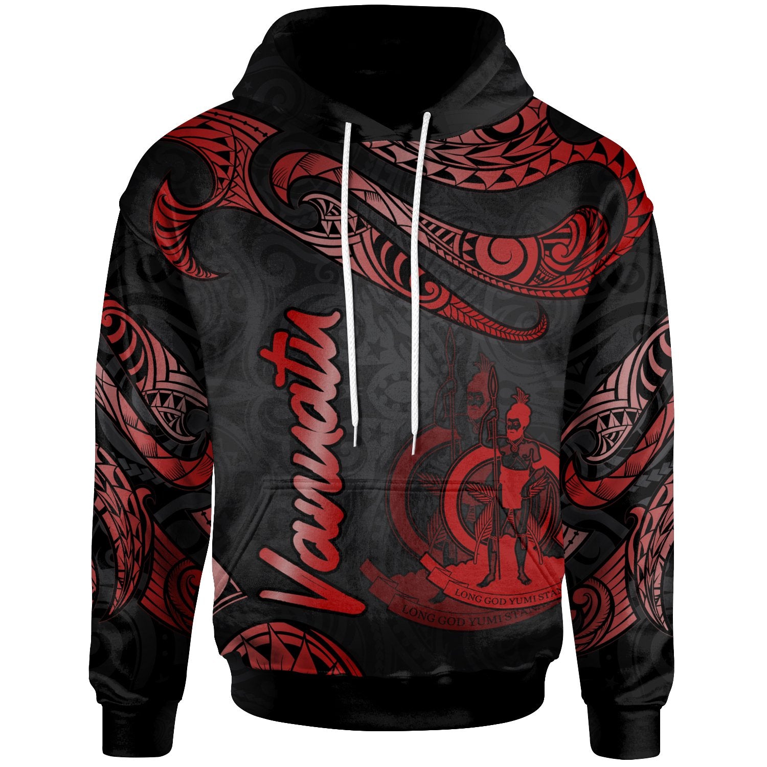 Vanuatu Hoodie Polynesian Tattoo Red Version Unisex Red - Polynesian Pride