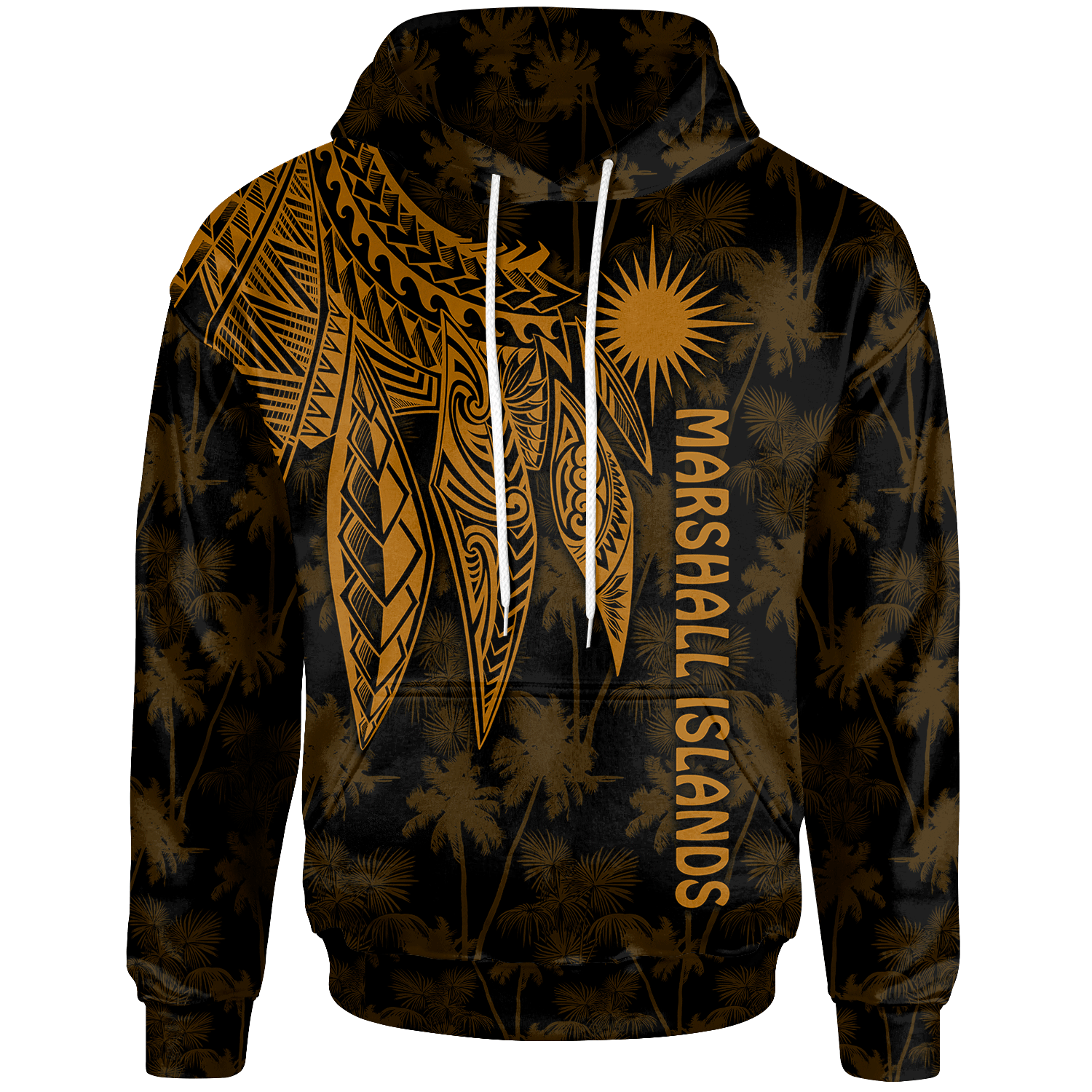 Marshall Islands Hoodie Polynesian Wings (Golden) Unisex Golden - Polynesian Pride