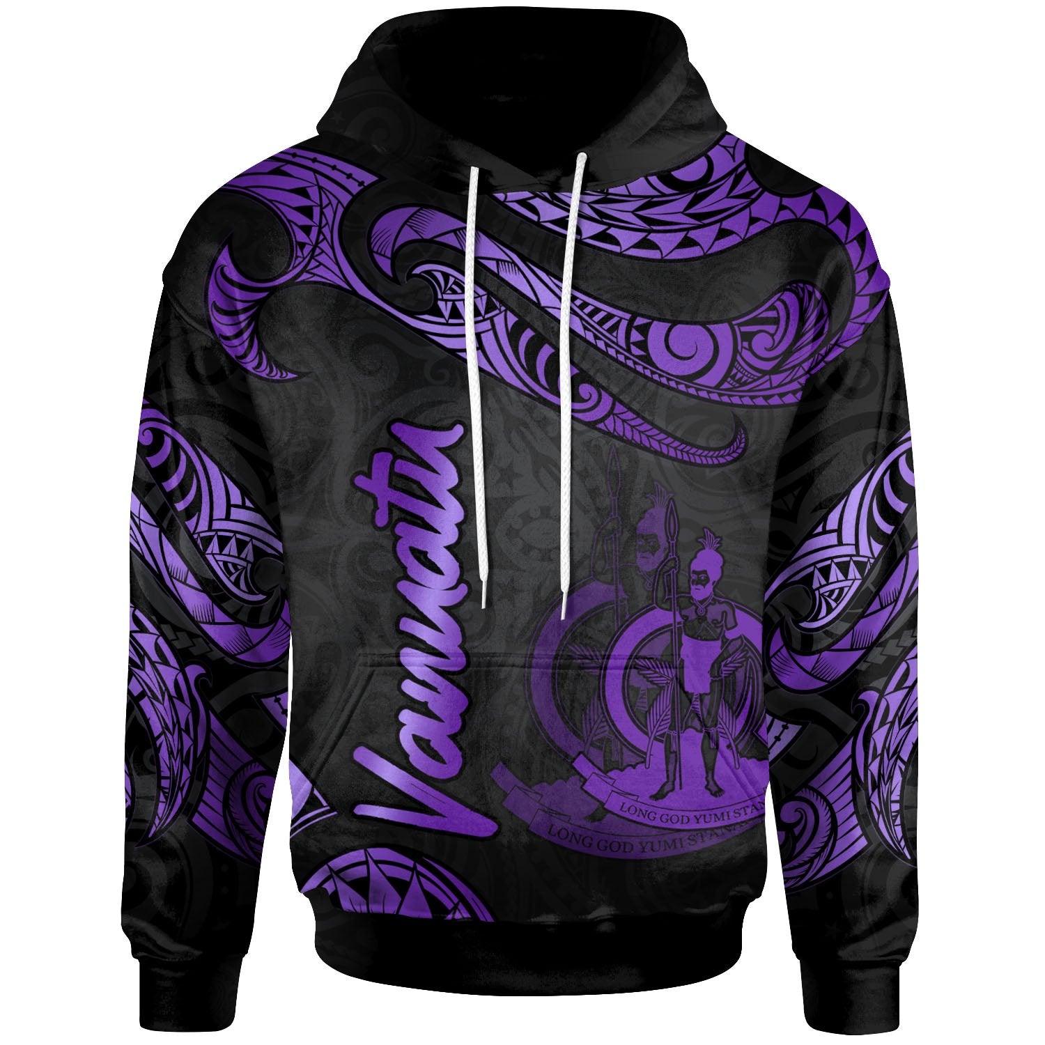 Vanuatu Hoodie Polynesian Tattoo Purple Version Unisex Purple - Polynesian Pride