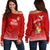 (Custom Personalised) Tonga Eua Women Off Shoulder Sweater - Tongan Pattern - LT12 Red - Polynesian Pride