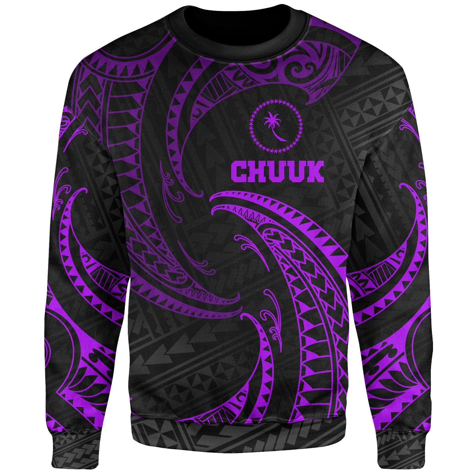 Chuuk Polynesian Sweater - Purple Tribal Wave Unisex Purple - Polynesian Pride