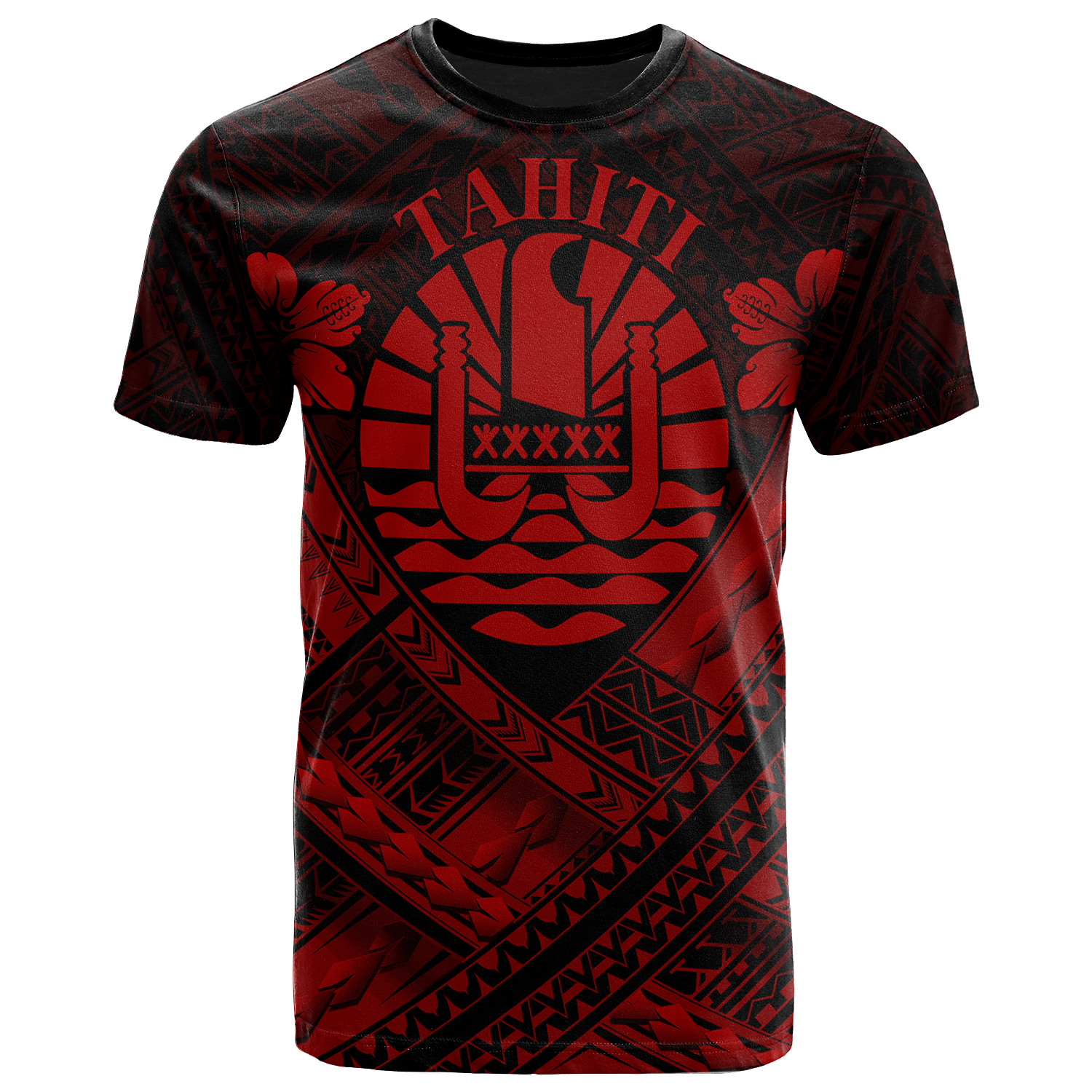 Tahiti Polynesian T Shirt Tahiti Red Seal Camisole Hibiscus Style Unisex Red - Polynesian Pride