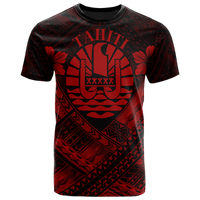 Tahiti Polynesian T Shirt Tahiti Red Seal Camisole Hibiscus Style Unisex Red - Polynesian Pride