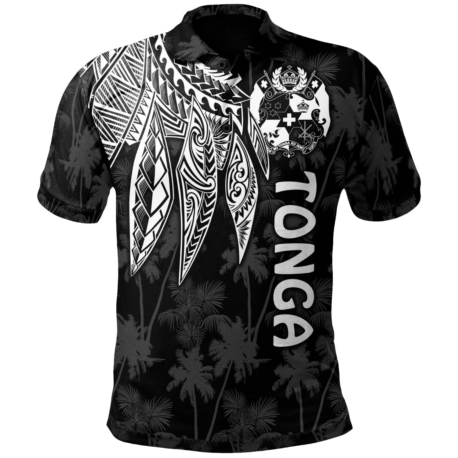 Tonga Polo Shirt Polynesian Wings (White) Unisex White - Polynesian Pride