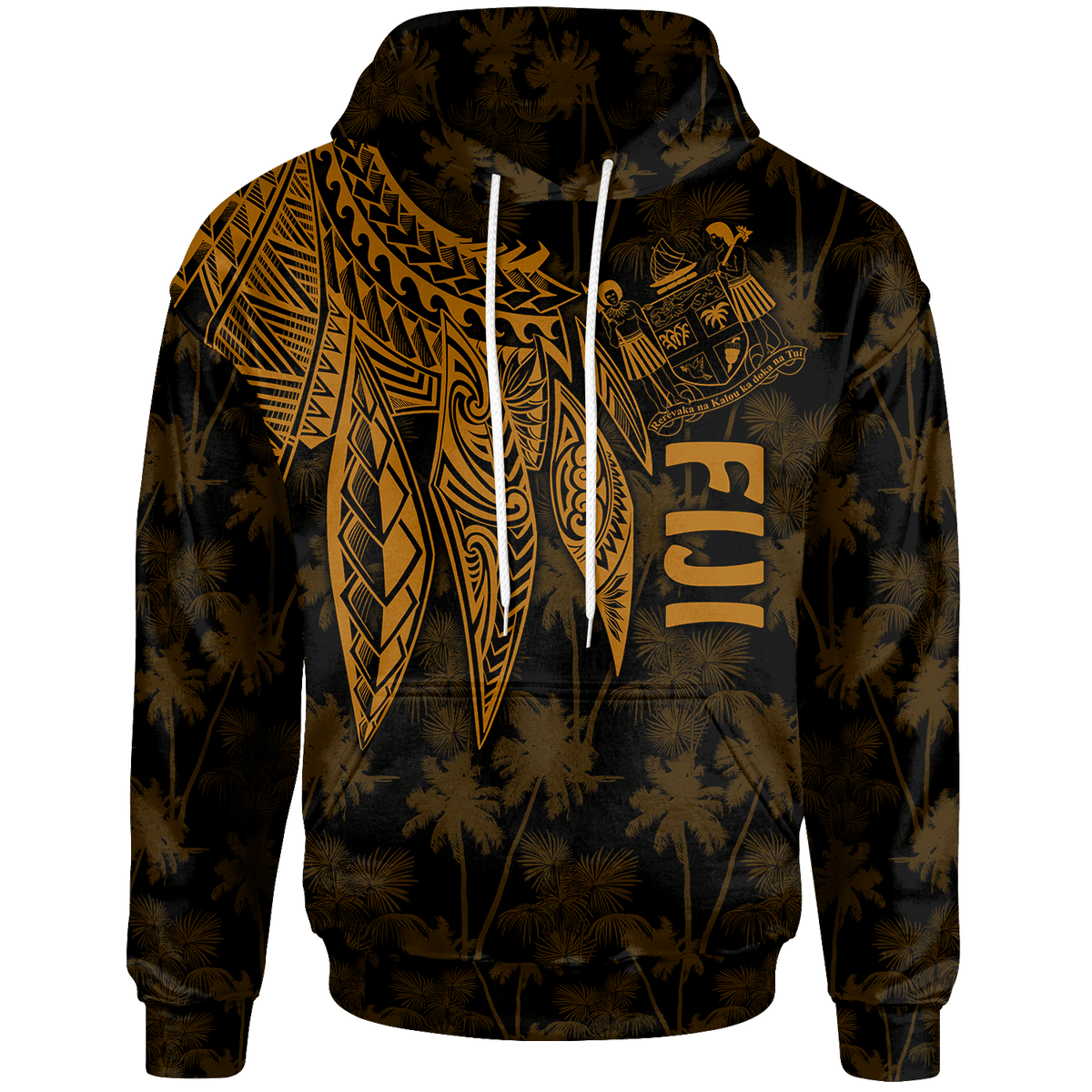 Fiji Hoodie Polynesian Wings (Golden) Golden - Polynesian Pride