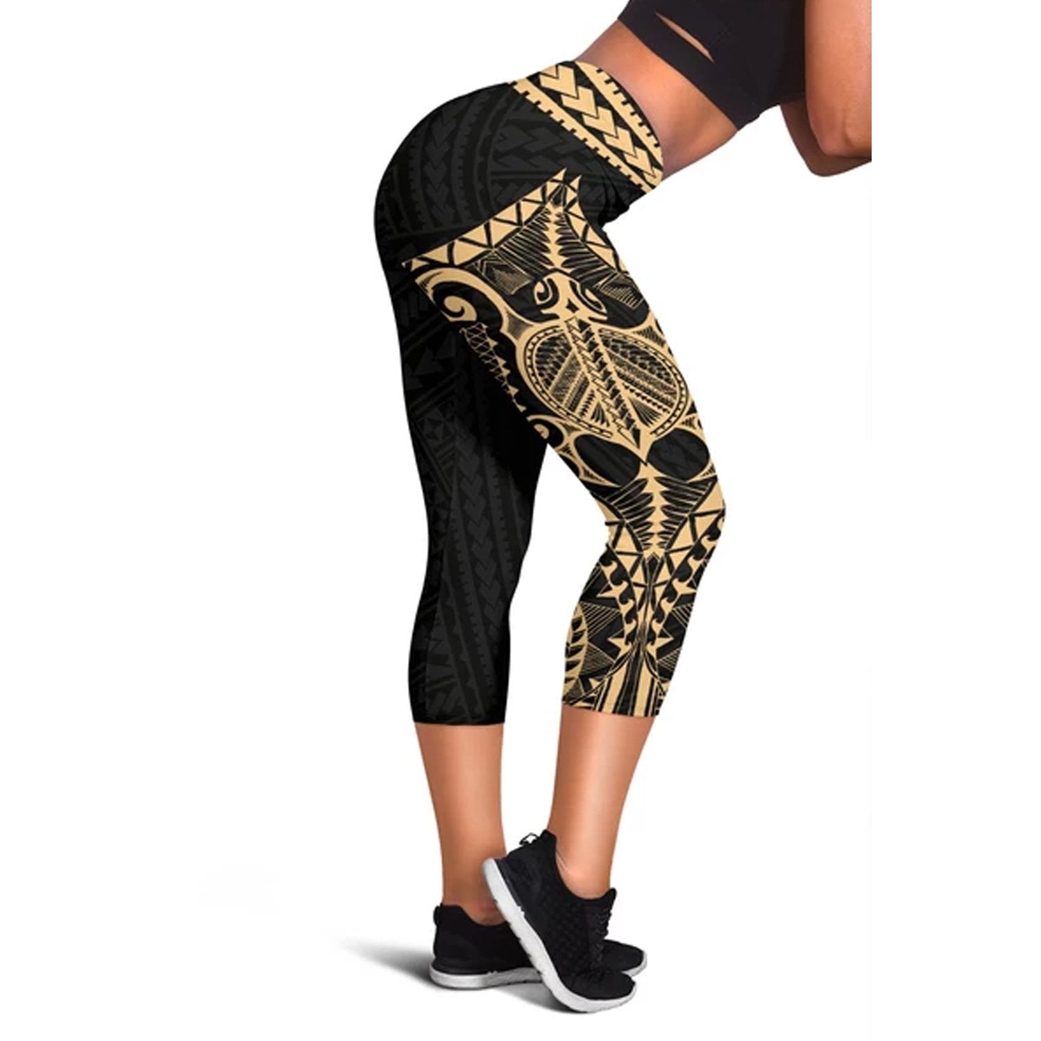 Polynesian Rising 3rd Capris A6 Women Black - Polynesian Pride