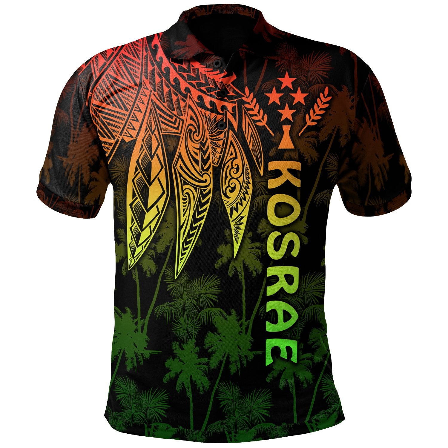 Kosrae Polo Shirt Polynesian Wings (Reggae) Unisex Reggae - Polynesian Pride