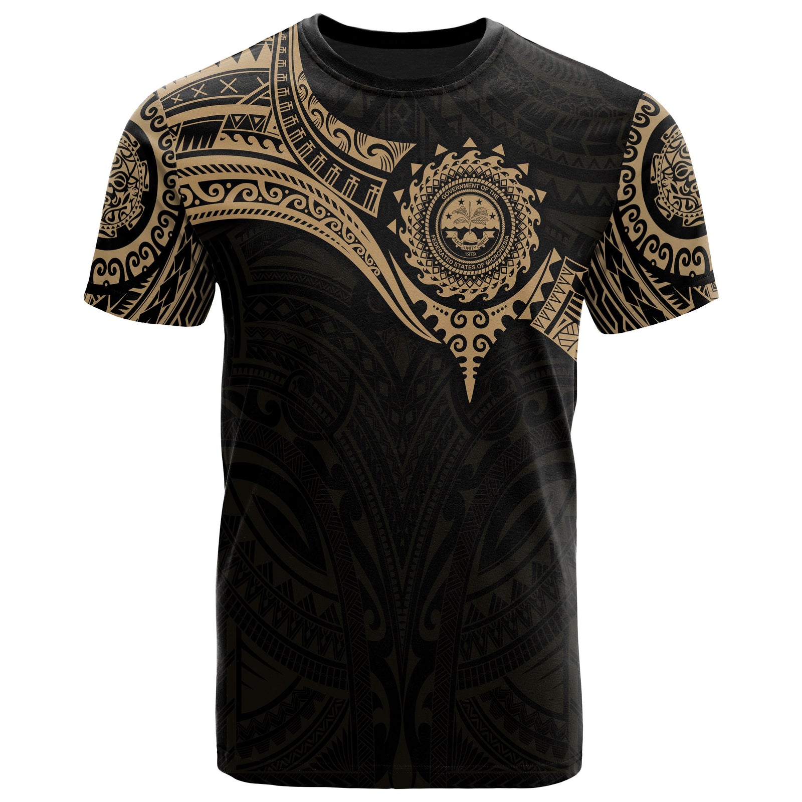 Federated States of Micronesia T Shirt Full Color Heart Shield Unisex GOLD - Polynesian Pride