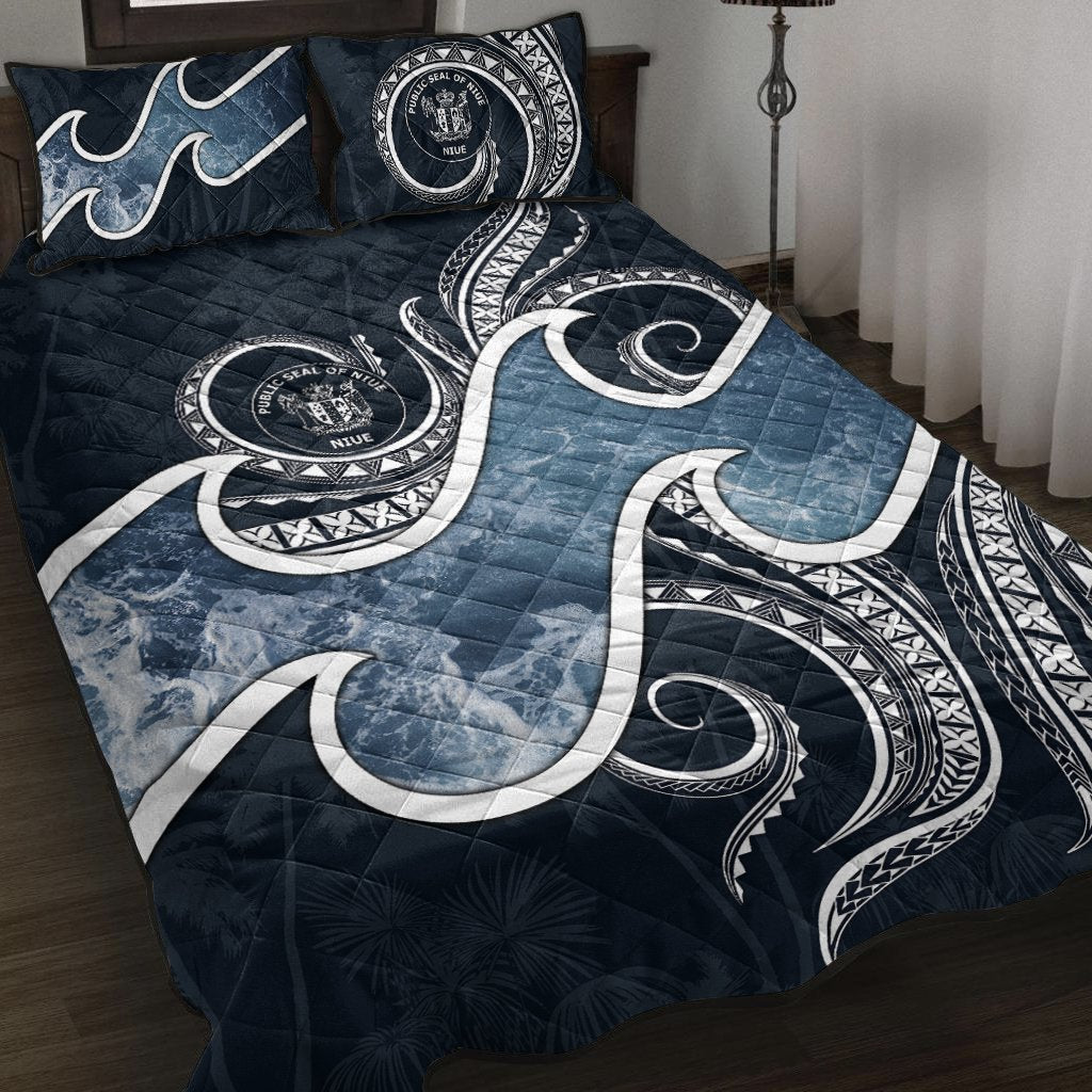 Niue Polynesian Quilt Bed Set - Ocean Style Blue - Polynesian Pride