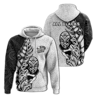 New Zealand Maori All Black Rugby Hoodie LT2 Hoodie WHITE - Polynesian Pride