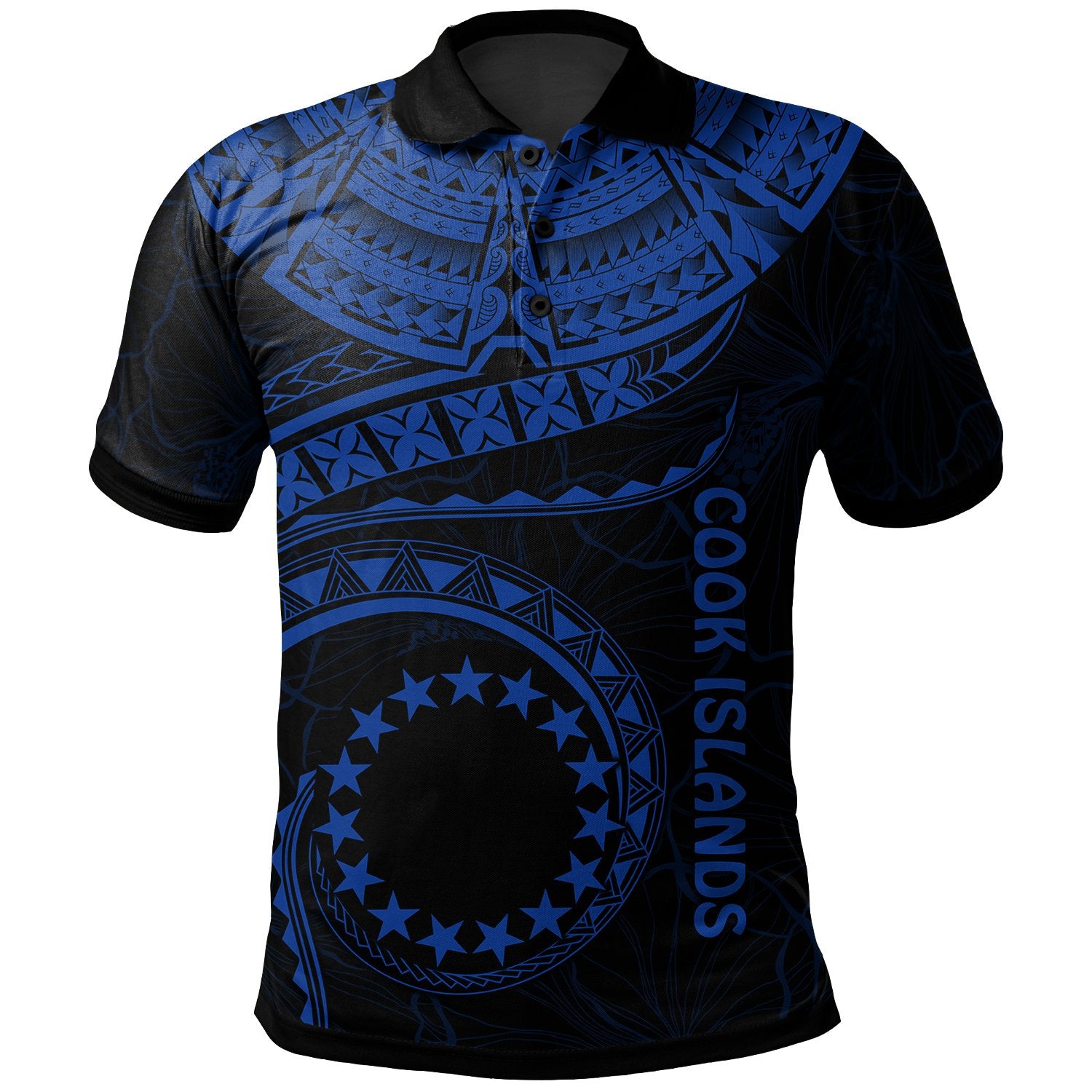 Cook Islands Polynesian Polo Shirt Kuki Airani Waves (Blue) Unisex Blue - Polynesian Pride