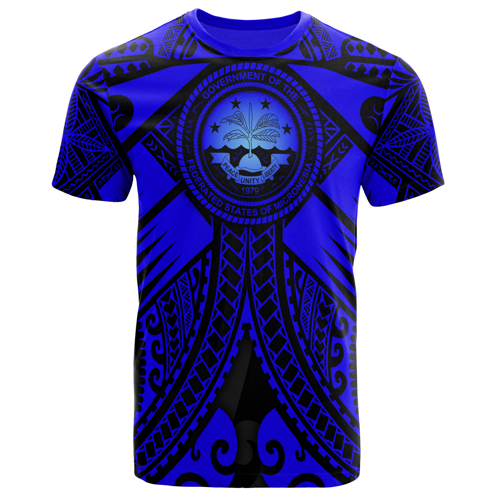FSM T Shirt Blue Seal with Polynesian Tattoo Unisex Blue - Polynesian Pride