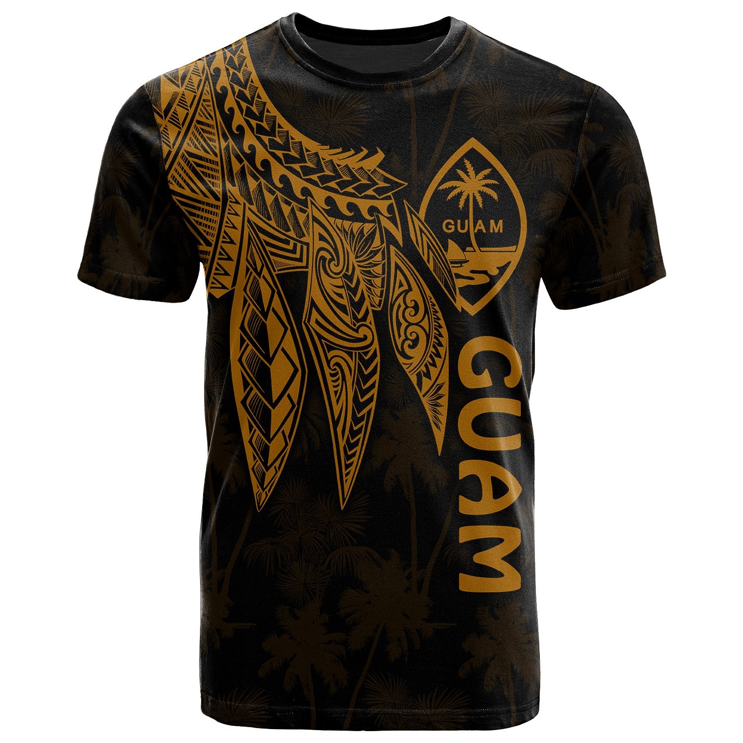 Guam T Shirt Polynesian Wings (Golden) Unisex Golden - Polynesian Pride