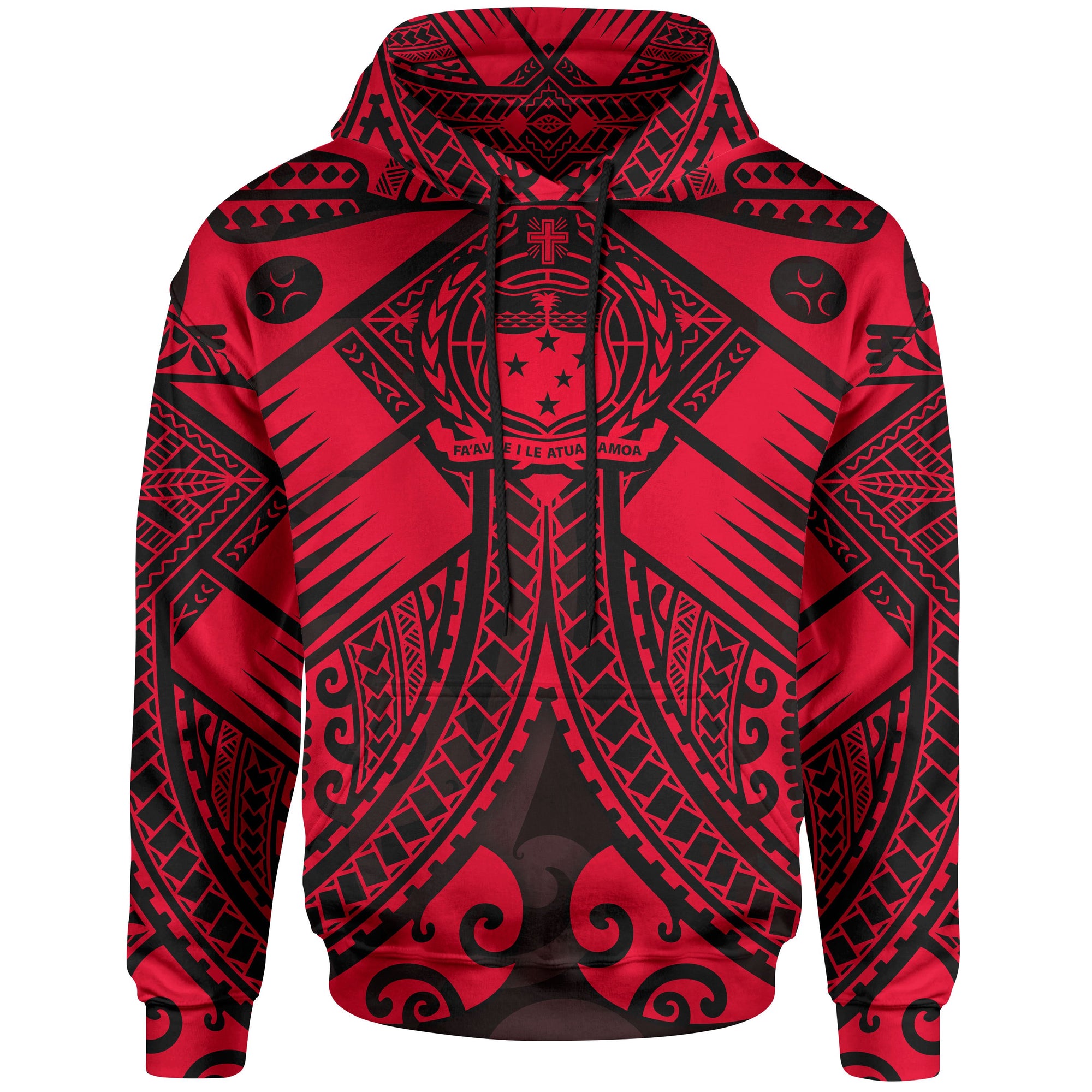 Samoa Polynesian Hoodie Samoa Red Seal with Polynesian Tattoo Unisex Red - Polynesian Pride