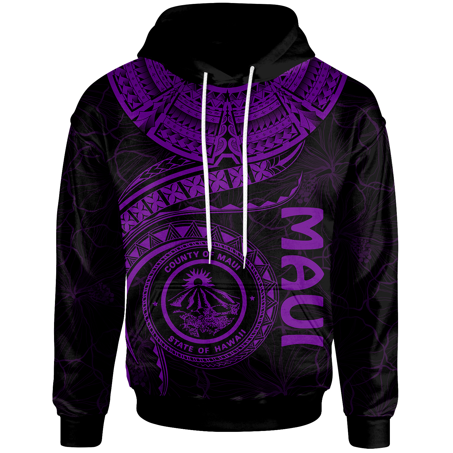 Polynesian Hawaii Hoodie Maui Polynesian Waves (Purple) Unisex Purple - Polynesian Pride