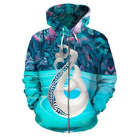 Maori Manaia x Paua Shell New Zealand Zip Hoodie - Polynesian Pride
