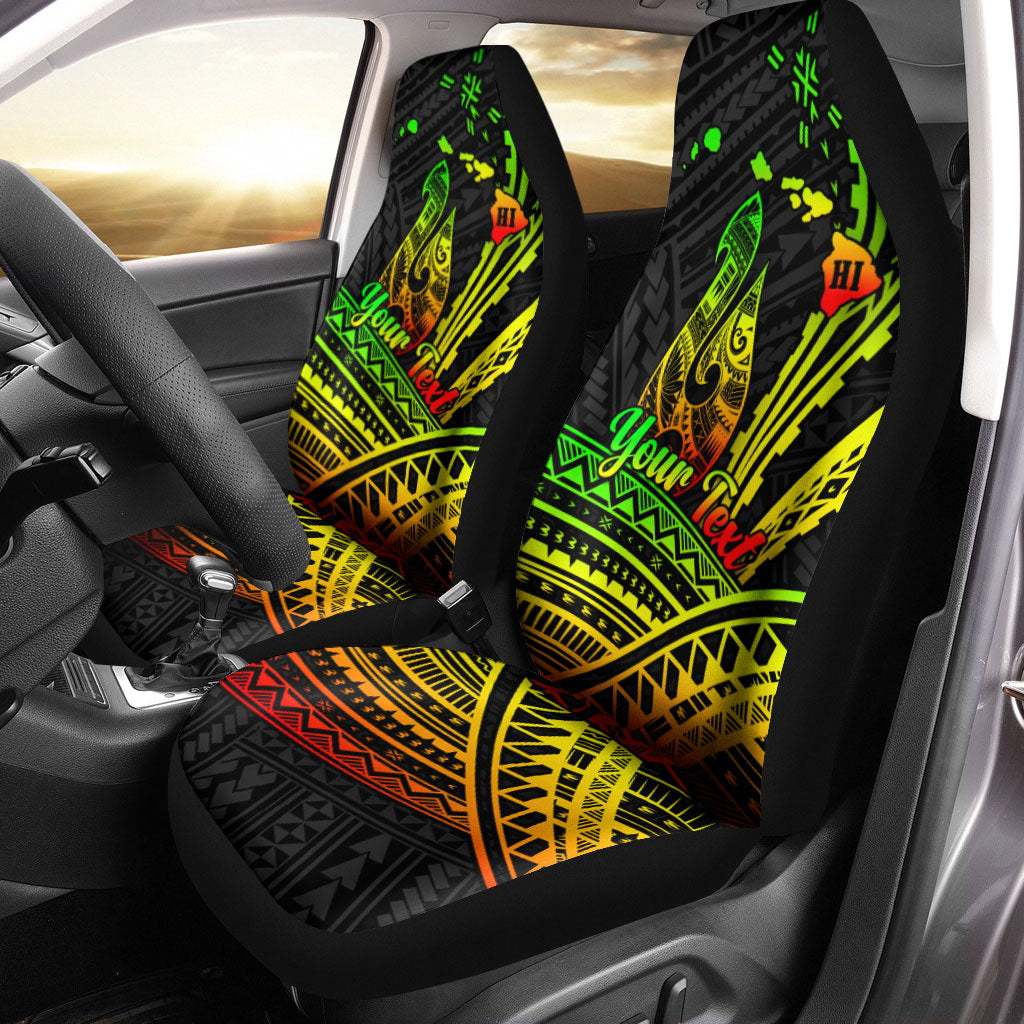 (Custom Personalised) Hawaii Fish Hook Polynesian Tribal Reggae Car Seat Covers - LT12 Universal Fit Reggae - Polynesian Pride