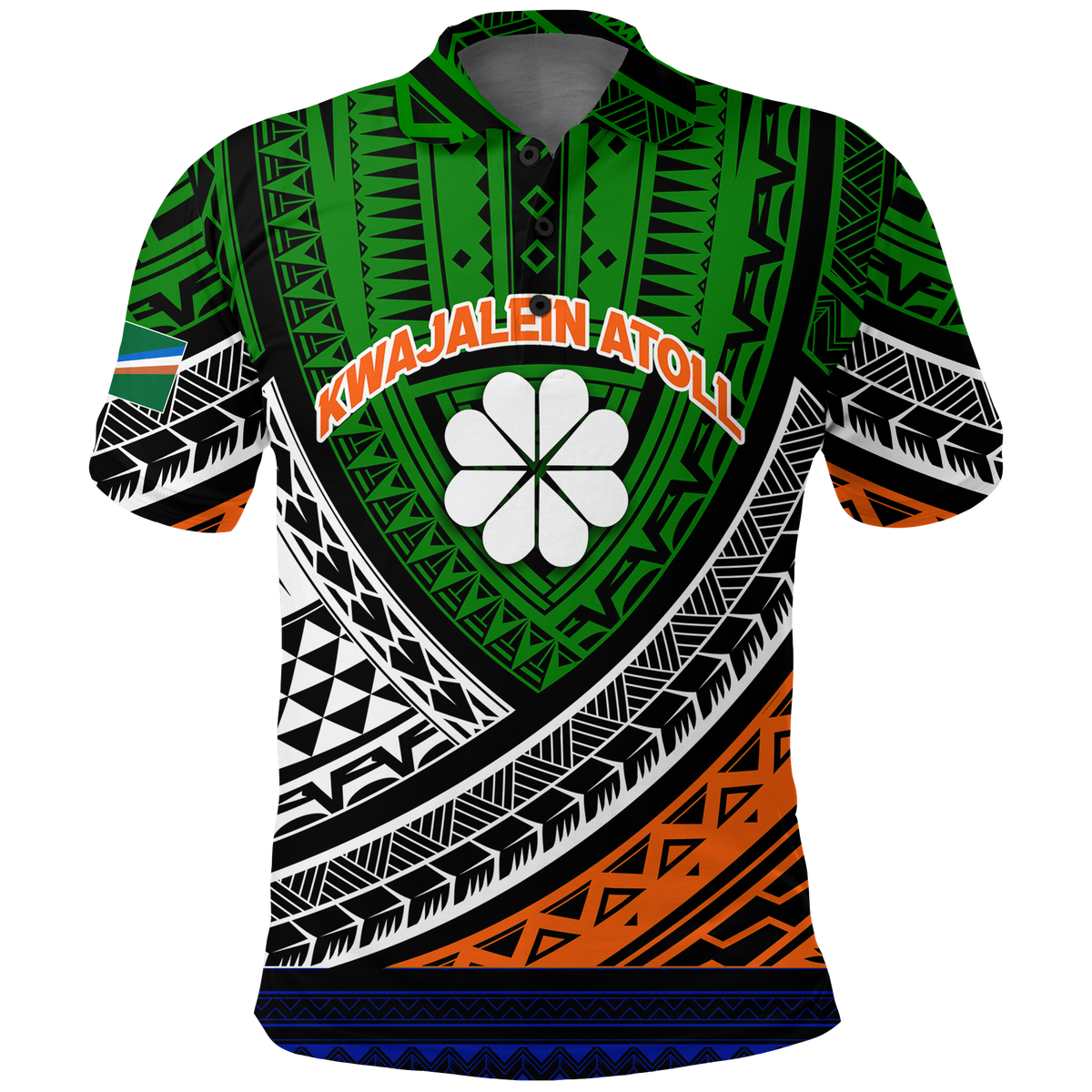 Kwajalein Atoll Tribal Pattern Polo Shirt LT12 Unisex Green - Polynesian Pride