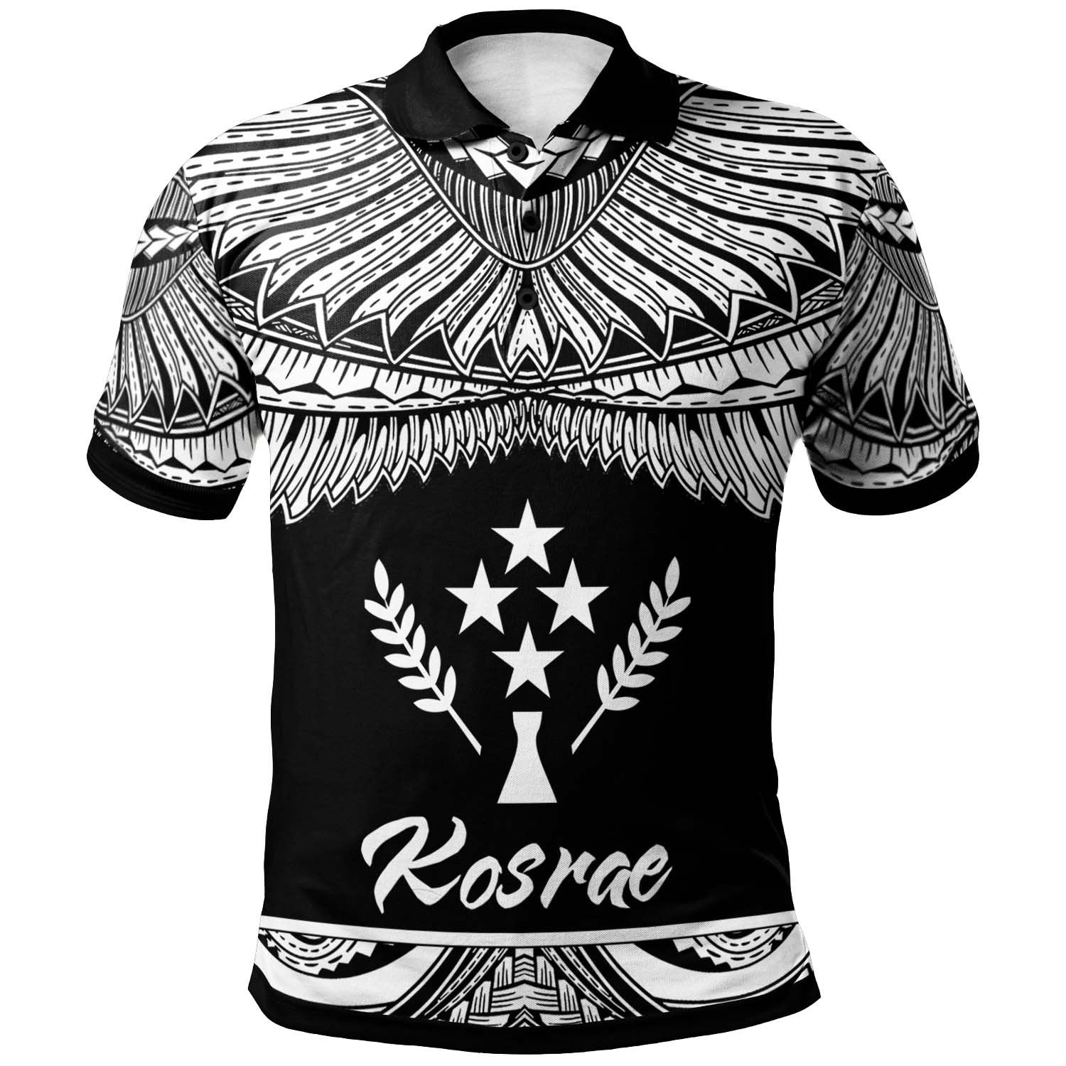 Kosrae Polo Shirt Polynesian Tattoo White Version Unisex White - Polynesian Pride