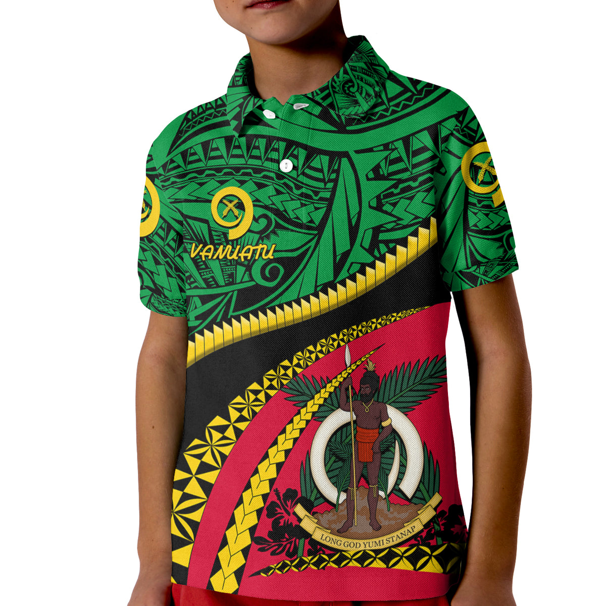 Vanuatu Polo Shirt - Road To Hometown For Kid Unisex Green - Polynesian Pride