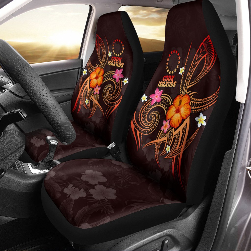 Cook Islands Polynesian Car Seat Covers - Legend of Cook Islands (Red) Universal Fit Red - Polynesian Pride