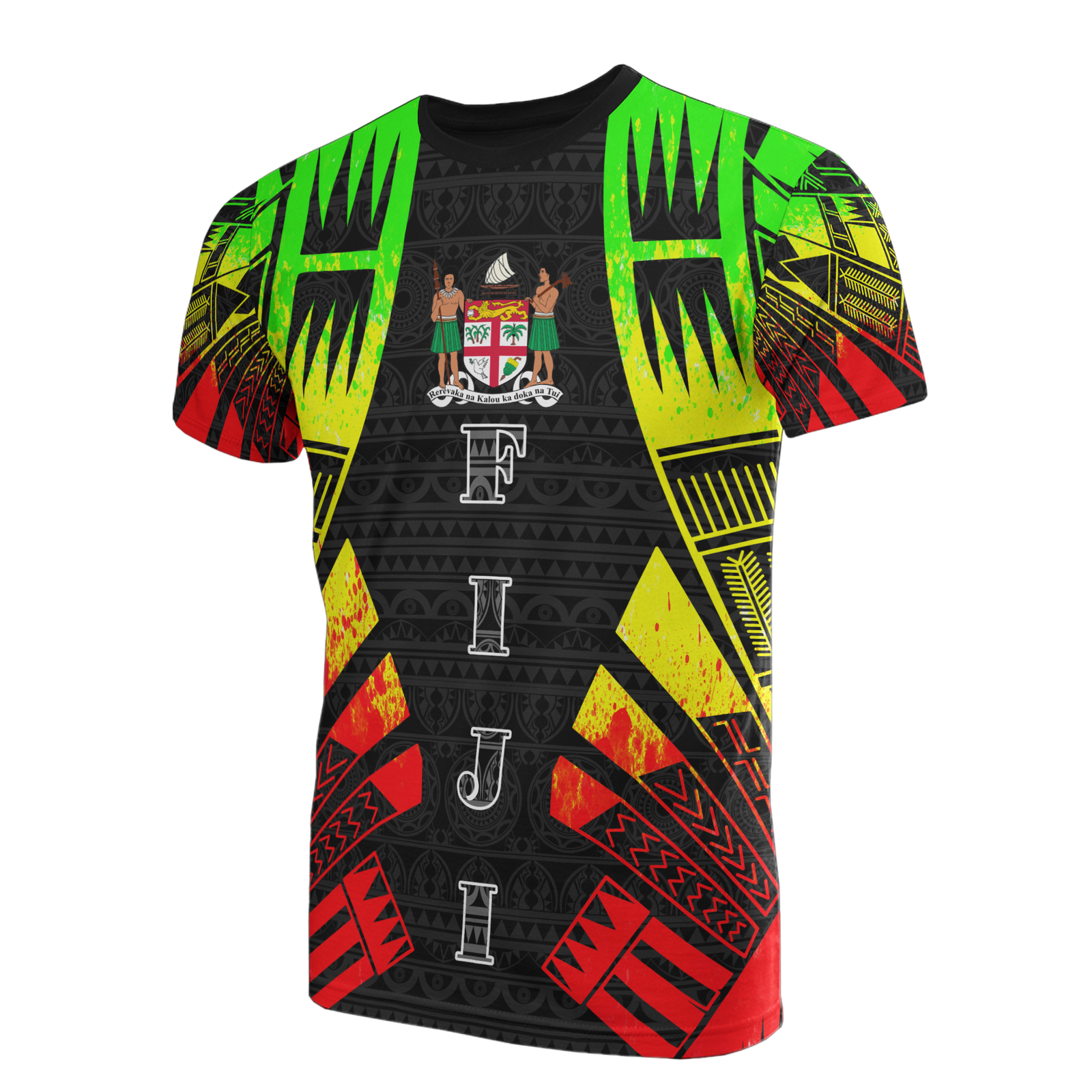 Fiji T Shirt Fijian Coat of Arms Polynesian Tattoo Reggae Style Unisex Reggae - Polynesian Pride