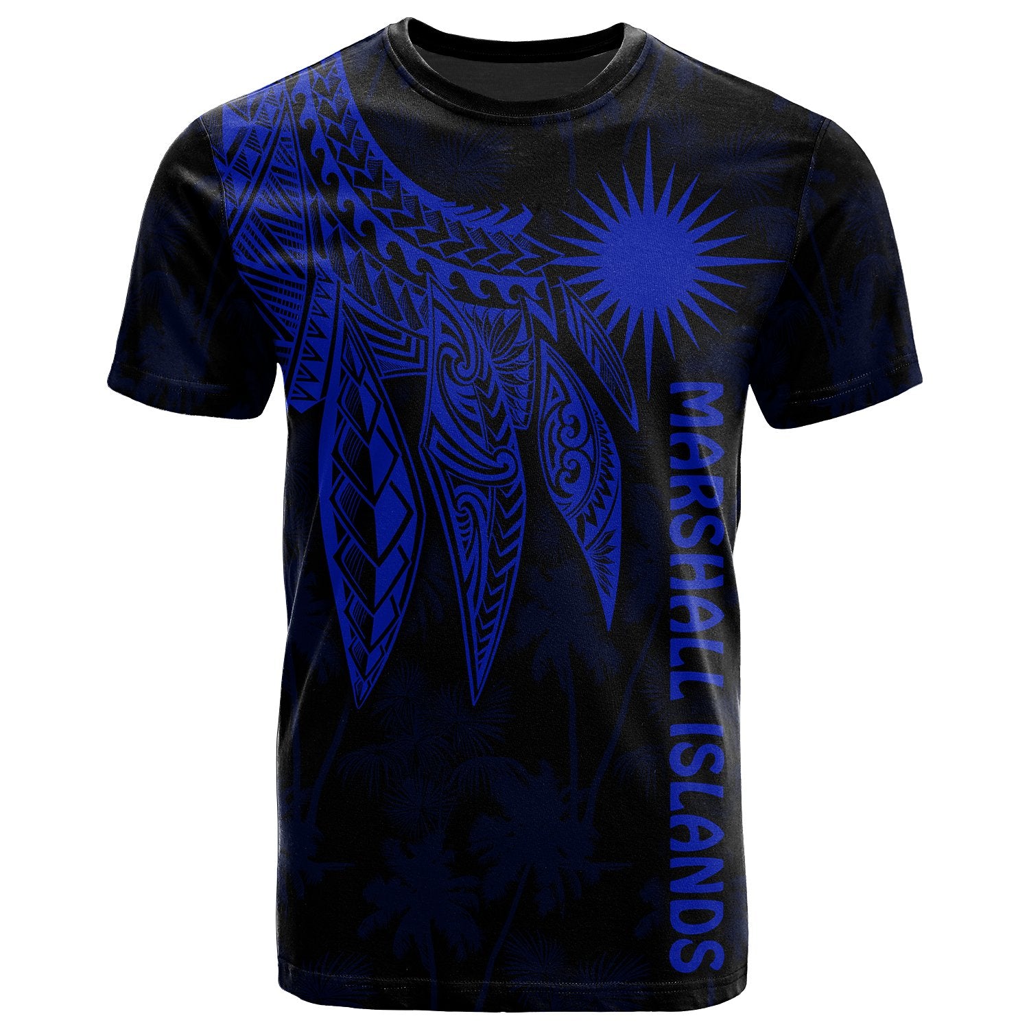 Marshall Islands T Shirt Polynesian Wings (Blue) Unisex Blue - Polynesian Pride