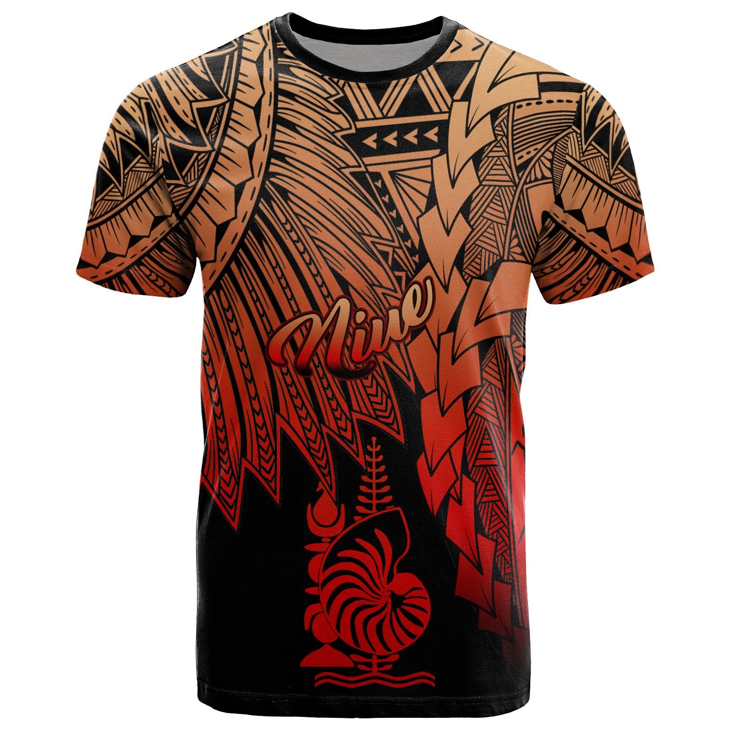 Niue Polynesian T Shirt Tribal Wave Tattoo Red Ver 2 Unisex Red - Polynesian Pride