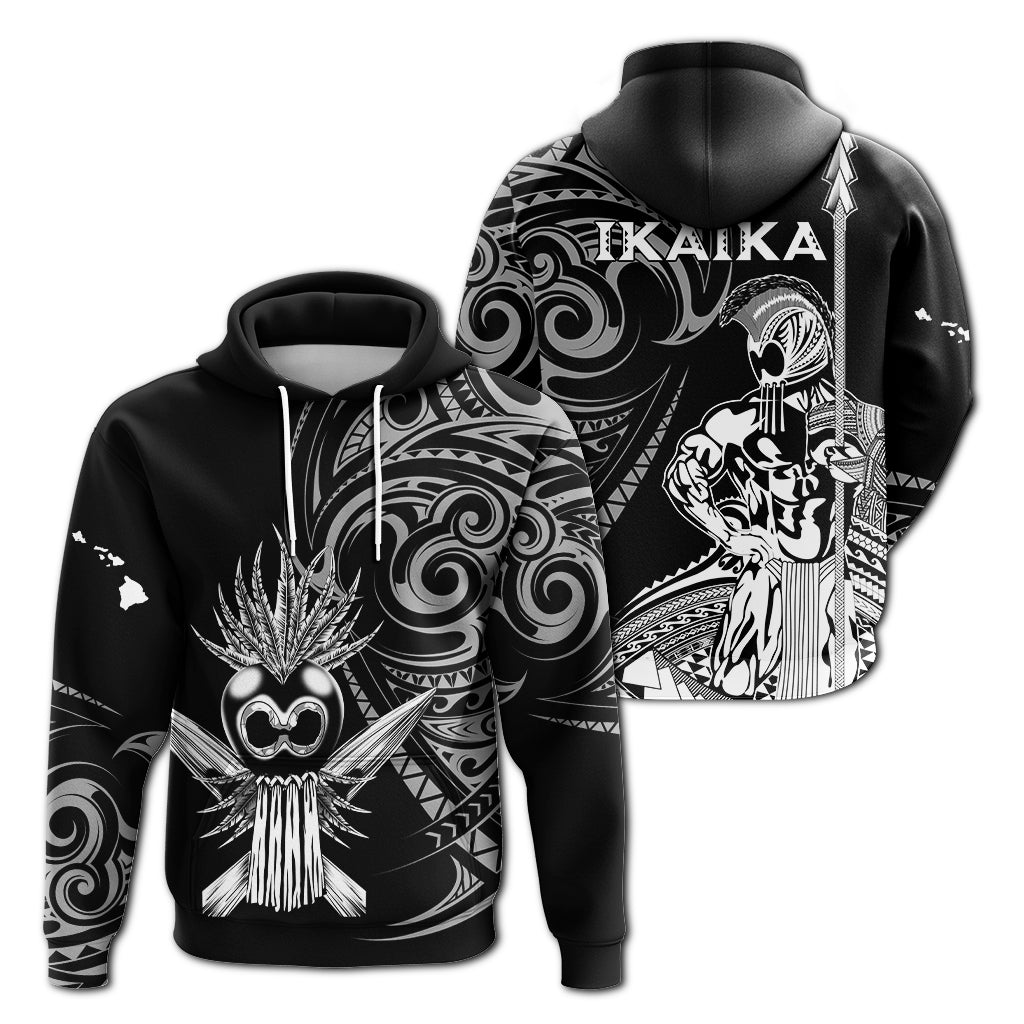 Hawaii Ikaika Warrior Hoodie LT2 Pullover Hoodie Black - Polynesian Pride