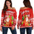 (Custom Personalised) Mele Kalikimaka Off Shoulder Sweater Santa Claus Hawaii Christmas LT13 Red - Polynesian Pride