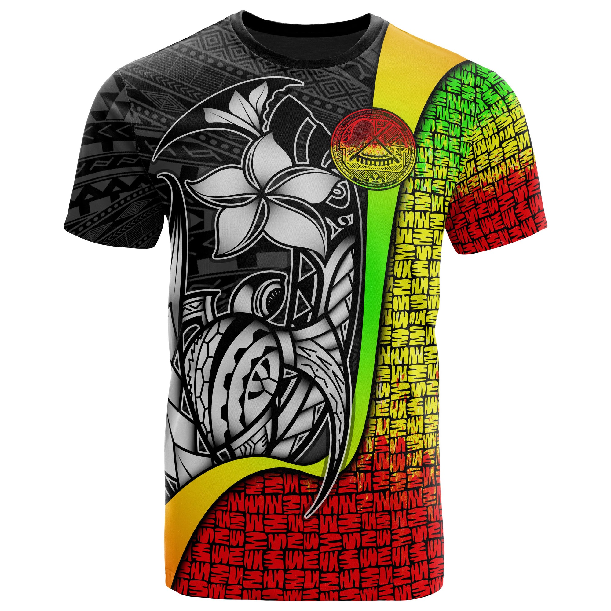 American Samoa Polynesian T Shirt Reggae Turtle with Hook Unisex Reggae - Polynesian Pride