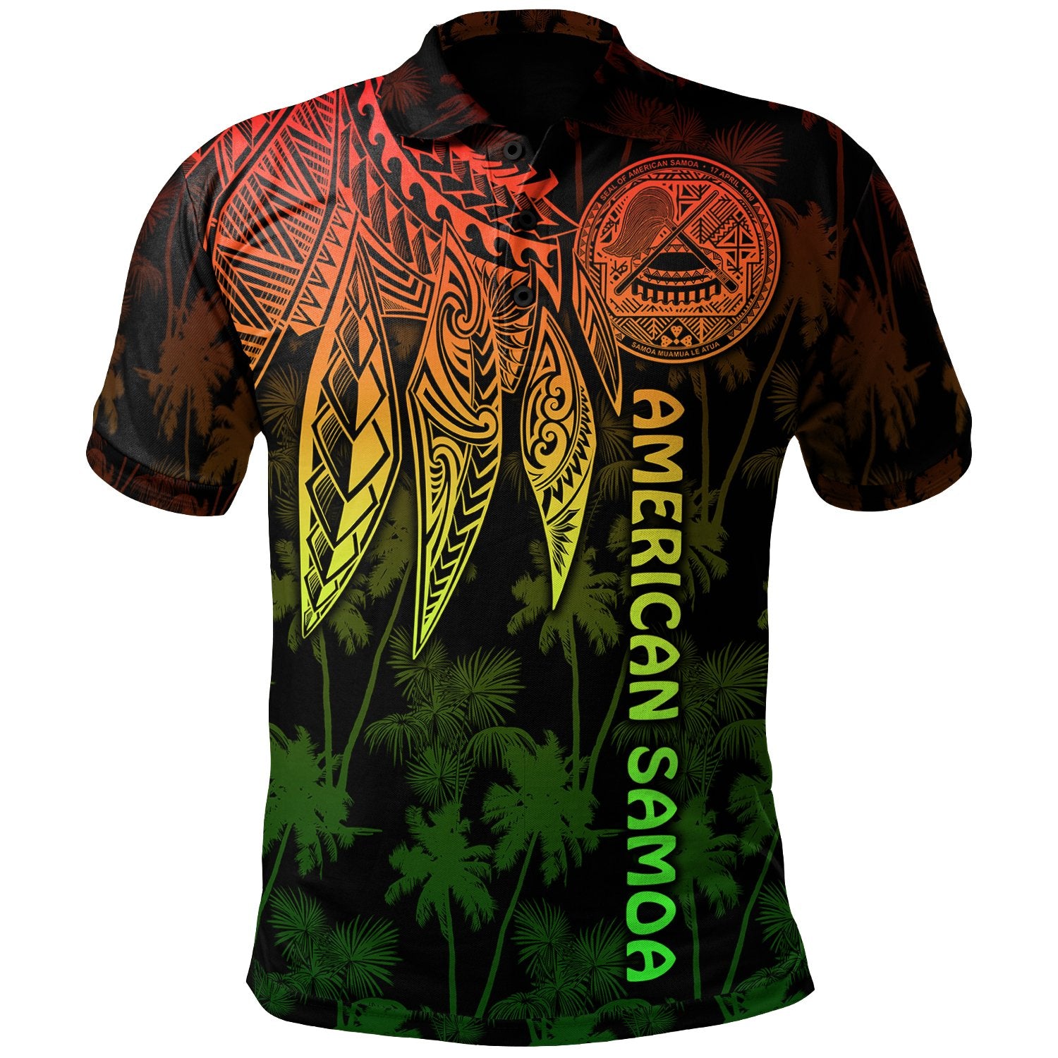 American Samoa Polo Shirt Polynesian Wings (Reggae) Unisex Reggae - Polynesian Pride